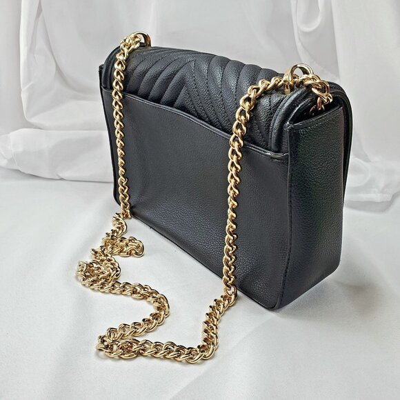 Victorias Secret Black Quilted Shoulder Bag With Gold Chain Strap Faux Leather - Picture 9 of 16